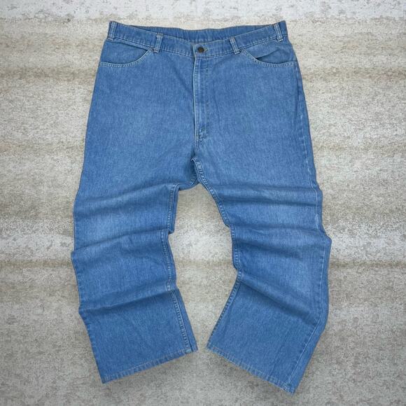 Vintage Orange Tab Levis Jeans Light Wash Denim Baggy Wide Leg Fit 70s - Picture 2 of 5